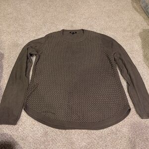 Chic Textured Crew Neck Sweater in Brown